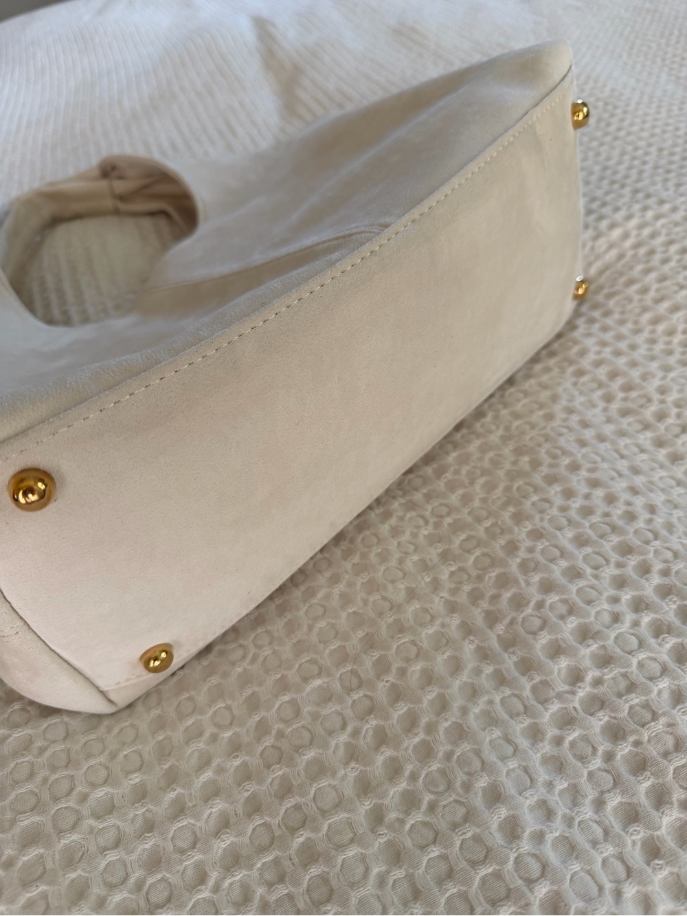 AHDORNED 2-in-1 Vegan Suede Hobo w/ Pouch Crossbody Bag Cream - Picture 10 of 11